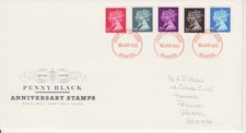 GB Stamps First Day Cover Definitive, 5 values 15p to 37p, double heads CDS 1990 picture