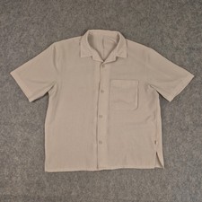 Lululemon Airing Easy Camp Collar Shirt Men Small Cream Short Sleeve Button Up picture