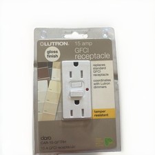 NEW Lutron Claro 15A GFCI Receptacle Tamper Resistant White Gloss CAR-15-GFTRH picture