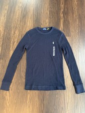 Polo Ralph Lauren Blue Solid Knit Logo Crew Neck Long Sleeve T-Shirt Men’s picture