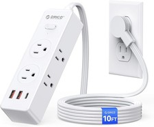 Flat Plug Power Strip Surge Protector, 5/10Ft Ultra Thin Extension Cord 9 Outlet picture