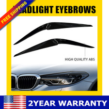 Black Headlight Eyelid Eyebrow Cover Trim For BMW G30 530i 540i M550i 2017-2023 picture