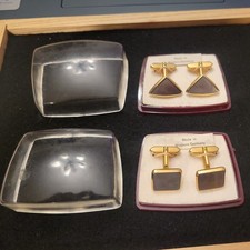 Vintage MCM Western Germany Cufflinks Lot 2 Pr Hawk's Eye Stone Hudson Bay Co picture