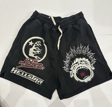 Hellstar Records Black Shorts M Graphic Logo Print With Pockets Drawstring picture