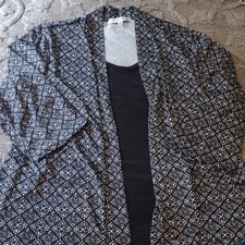 Plus sz 3x Women's Jacket Top with Attached Tank Black Gray & White  picture