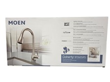 MOEN Doherty Single Handle Pull-Down Sprayer Kitchen Faucet In Stainless picture