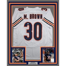 Framed Autographed/Signed Mike Brown 35x39 Chicago White Jersey JSA COA picture