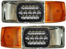1997 1998 International 3800 4700 4800 BLACK LED HEADLIGHTS CORNER LAMP BEZEL picture