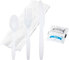 BULK HEAVY WEIGHT Cutlery Individually Wrapped White Plastic Cutlery picture