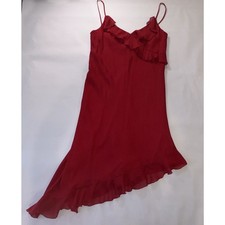 Vtg 90s Y2K City Triangles Red Asymmetrical Ruffle Dress Whimsigoth Fairy 11 picture
