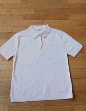 Uniqlo Polo Knit Cropped Light Pink Summer Cotton Sweater Natural S New Preppy picture