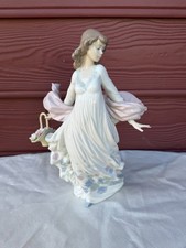 Lladro Spring Splendor 5898 Basket Flowers 12 Inch Porcelain Figurine Retired picture
