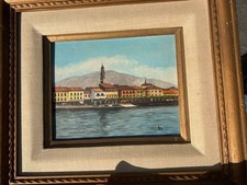 Vintage Framed Oil Painting Italian Coastal Townscape picture