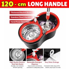 Spin Mop and Bucket with Wringer Set, 360° Spinning Mop System 3 Mop Refill picture