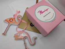 Jonathan Adler RARE Porcelain Flamingo Ornament Set Pink Peach Decor Orig Box picture