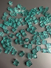 LOT OF 200 BRAND NEW LEGO PIECES MINT BLUE CLEAR TRANSPARENT  1x1 BRICK WALL picture