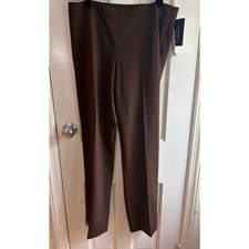 NWT Lafayette 148 Size 10  Espresso Brown Mid Rise Woman's Slim Style Pants picture