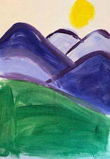 Mountain Still Life 11x14 Original Acrylic Painting Blue Hills Bedroom Decor picture