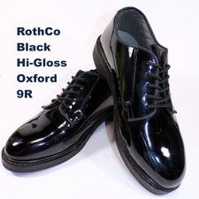 Rothco Military Black Hi-Gloss Oxford 9R Patent Shine Formal Uniform Dress Shoe picture