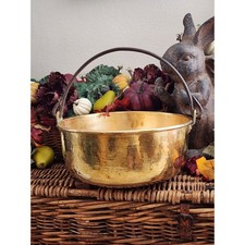 Early 19th century Antique Hammered Brass Jam Pan or Apple Butter Kettle picture