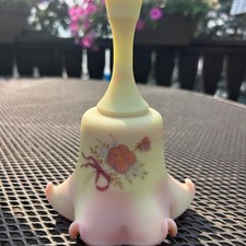 FENTON 1983 Limited Edition #72/2000 Hand Painted Uranium Glass Satin Bell picture