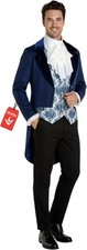 Men`s Regency Gentleman Costume Blue Tailcoat Victorian Nobleman Bridgerton Coat picture