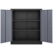 Metal Storage Cabinet with Lock Tall Garage Cabinet with 2 Doors for Home Office picture