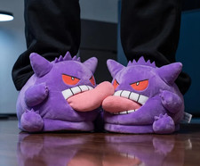 Gengar Plush Slippers - Fuzzy Ghost Pokemon Spooky Cute Indoor slipper picture