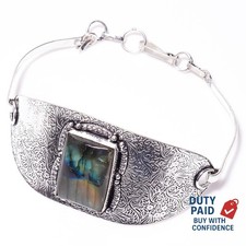 Genuine Labradorite 925 Silver Wedding Chain Third Eye Chakra Bracelet Jewelry picture
