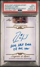 Damian Lillard - 2012 Leaf Inscription Auto Rookie PSA Mint 9 Auto 10 Gold #3/5 picture