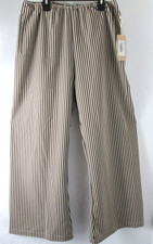 NEW Albion Fit Slip On Cream/Cocoa Stripe Trouser Pants Women's S Small NWT picture
