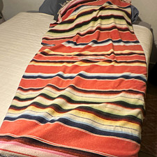 Vintage Mexican Wool Blanket Southwestern Serape Striped Woven picture