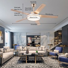 52 Inch Vintage Ceiling Fan Smart WiFi LED Light Industrial Chandelier w/ Remote picture