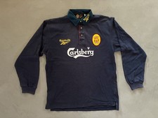 Vintage Liverpool FC Reebok Rugby Shirt Navy Carlsberg Long Sleeve Polo Size S/M picture