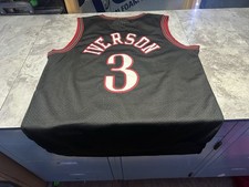 NWT Men’s Small Black Allen Iverson The Answer Philadelphia 76ers Sixers Jersey picture
