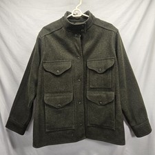 Vintage FILSON Made In USA Virgin Wool Green Mackinaw Cruiser Jacket Men's Large picture