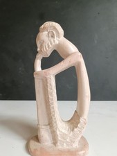 Vintage Hand Carved Alabaster Thinking Man Sculpture Figurine Unmarked picture