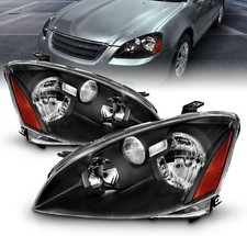 Fits 2002-2004 Altima Black Headlights Repalcement Head Lamp Left+Right 02 03 04 picture