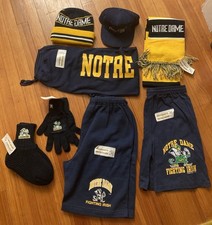 NEW USA VINTAGE RARE NOTRE DAME FIGHTING IRISH SHORTS pants hat scarf gusset NOS picture