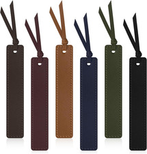 Leather Bookmark for Reading Hand Stitched Retro Book Lover Gift 6 Pack picture