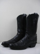 Men's 10 A N Olathe KS Kansas USA Made Black Leather Cowboy Western Work Boots picture
