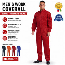 Men’s High Visibility Work Coveralls Reflective Tape Mechanic Jumpsuit Workwear picture
