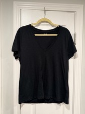 NWOT Madewell Size L Black V Neck Short Sleeve Slub Cotton Tee Shirt picture