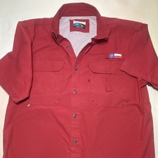 Magellan Outdoors Men’s L Red Short Sleeve Fishing Shirt Vented Nylon Pockets picture