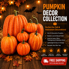 7pcs Halloween Pumpkin Autumn Decor Outdoor Orange Foam Plastic Fake Artificial  picture