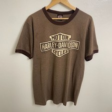Vintage 2000s Harley-Davidson Appleton Wisconsin Ringer T-Shirt Brown picture