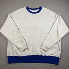 Vintage 90's Champion Reverse Weave Sweatshirt 2XL Gray Blue Ringer Mens picture