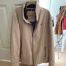 Nautica Men’s Beige Windbreaker Jacket Full Zip Water Resistant Wind Active XL picture