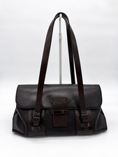 GUCCI 101287 Calfskin Leather Shoulder Tote Bag Black Brown Vintage picture