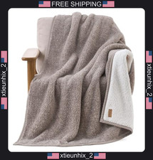 Sherpa Throw Blanket 50x70 Beige Plush Microfleece Cozy for Sofa Bed picture
